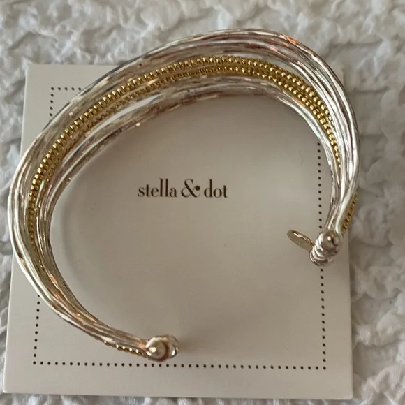 Stella & Dot Silver & Gold Cuff bracelet - Picture 5 of 8